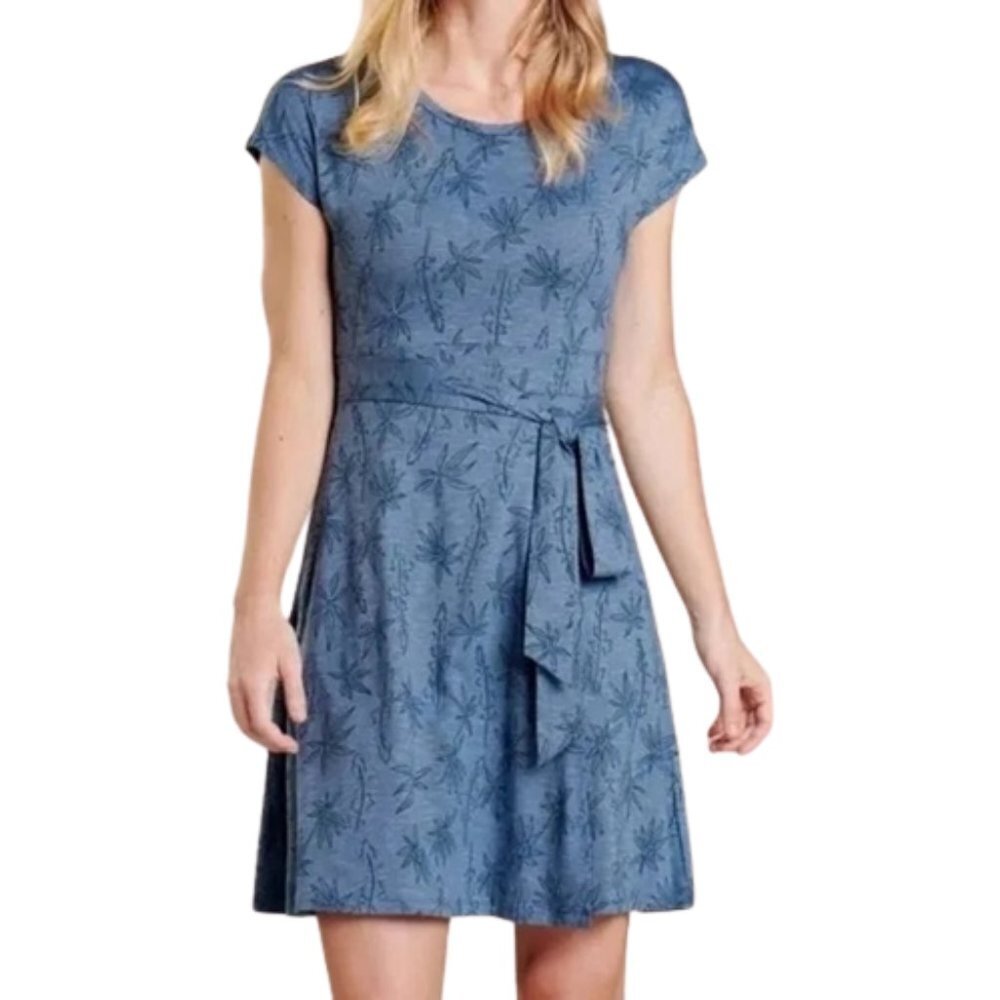 Toad&Co Cue Wrap Cafe Dress - Blue Floral - S